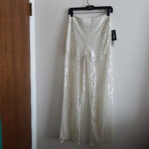 NWT INC x Jeannie Mai Cream Wide Leg Sequin Pants  0 (XS)